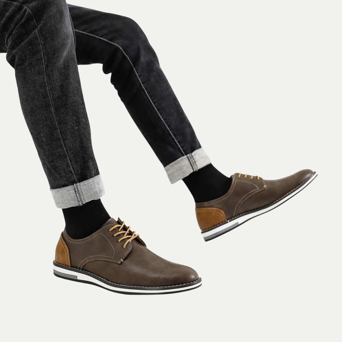 Hartwell Men's Leather Oxford Sneakers Two Tone Casual