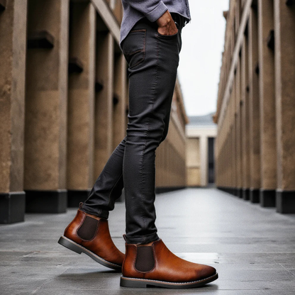 Mantova Men's Leather Chelsea Boots Ankle Black