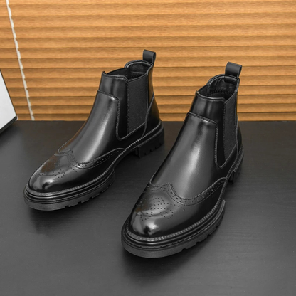 Men's Retro Chelsea Boots Anti-Slip Leather Black