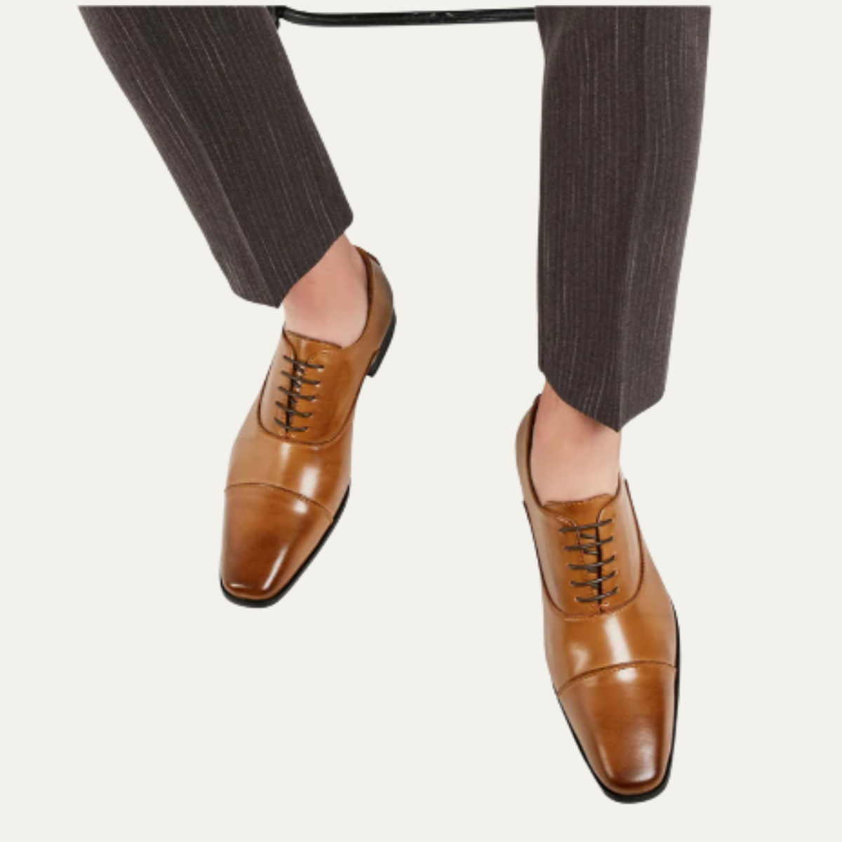 Albright Men's Leather Dress Shoes Polished Black