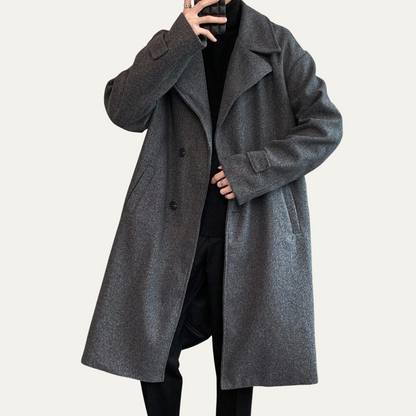 Men's Wool Wrap Coat Camel Brown with Belt