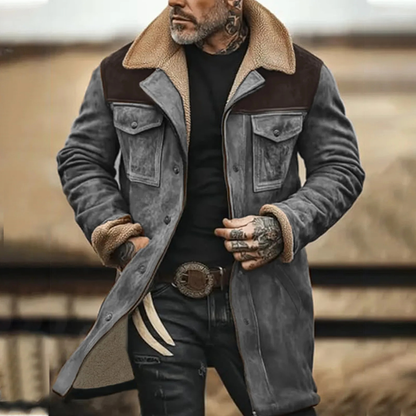 Men's Suede Fleece Lined Winter Jacket with Pockets