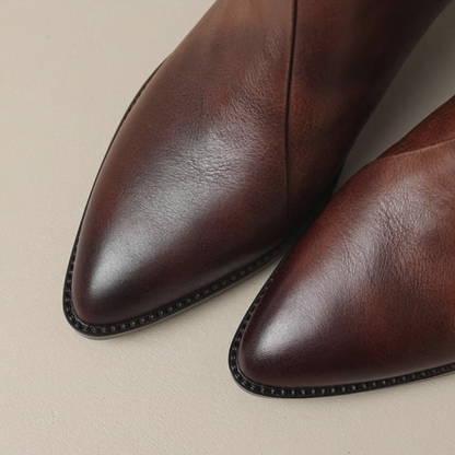 Women's Pointed Toe Boots Smooth Leather Shaft