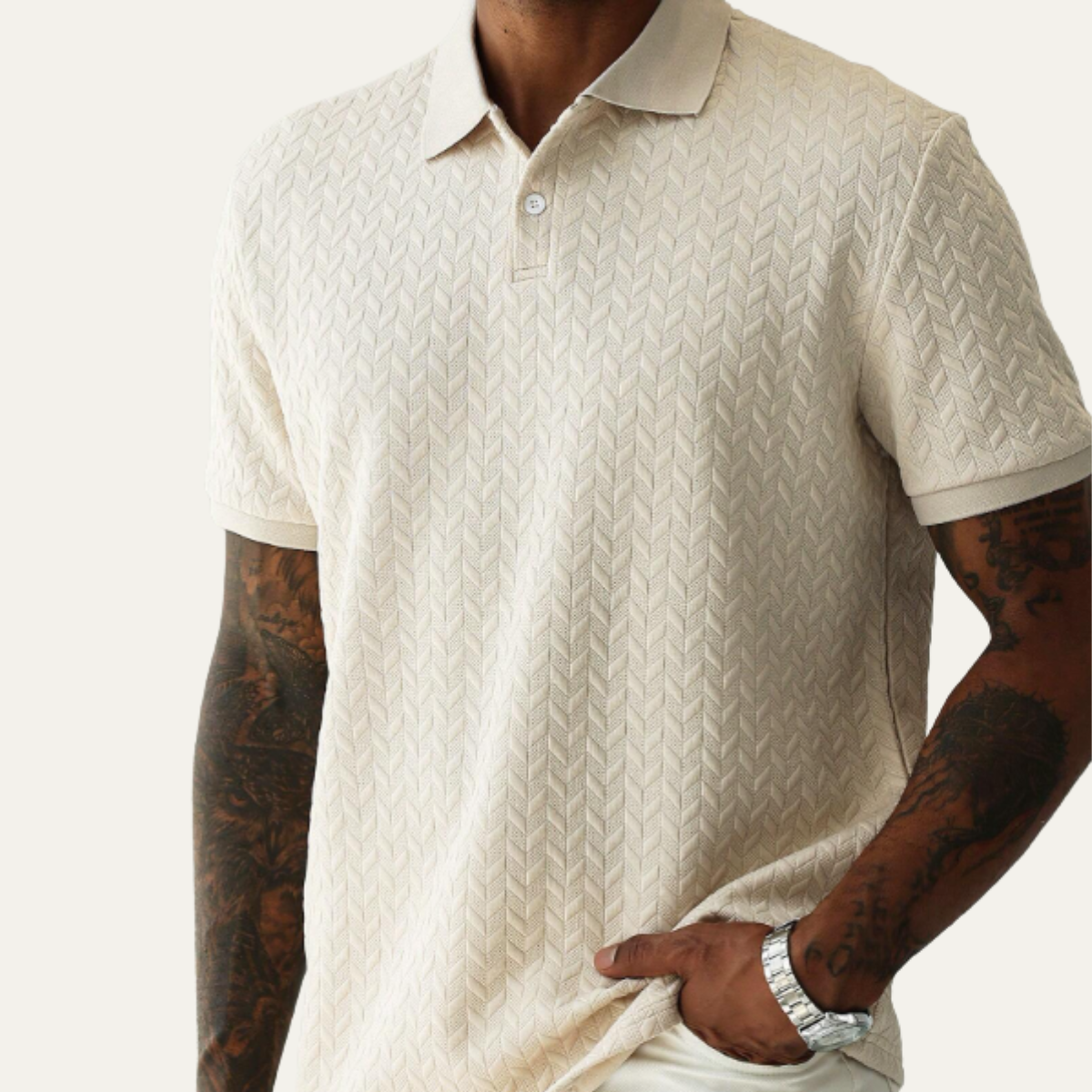 Men's Textured Polo Shirt Casual Summer