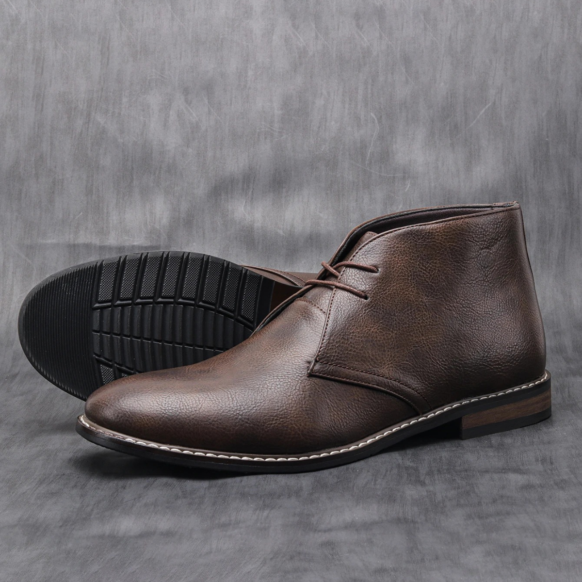 Men's Vintage Ankle Boots Brown Leather