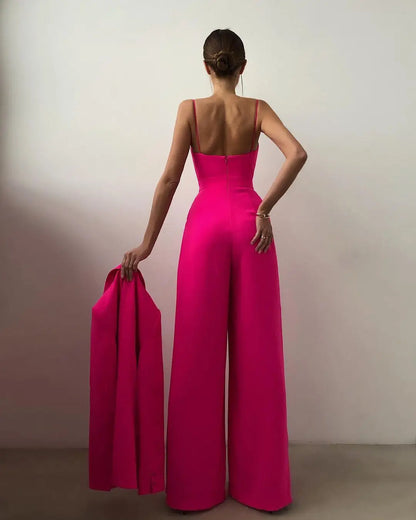 Women's Sleeveless Jumpsuit High Waist Wide Leg