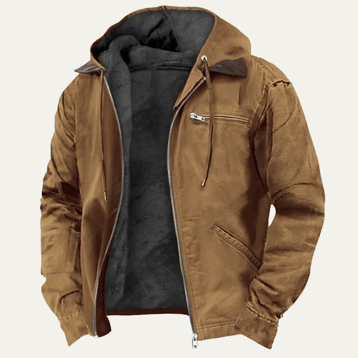 Men's Fleece Lined Hooded Jacket Lightweight