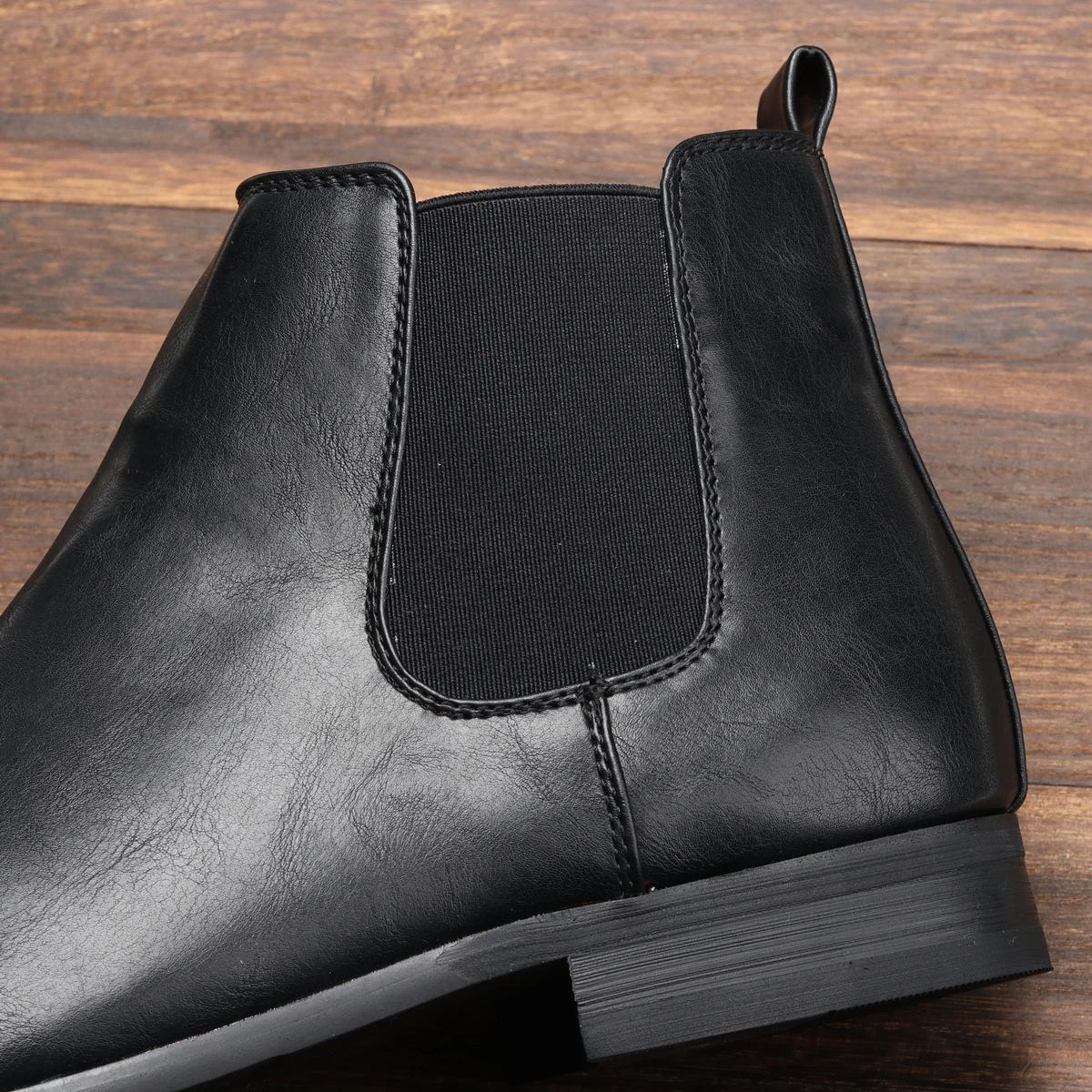 Men's Chelsea Leather Ankle Boots Elastic Sides Brown