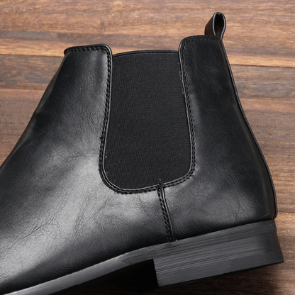 Men's Chelsea Leather Ankle Boots Elastic Sides Brown