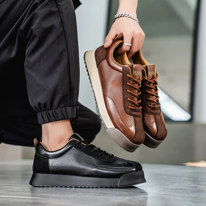 Men's Leather Casual Lace Up Shoes Brown