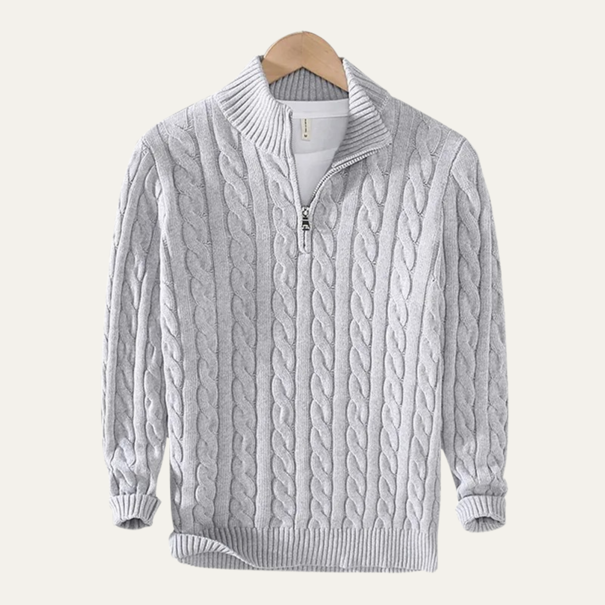 Men's Cotton Cable Knit Half Zip Sweater