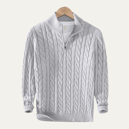 Men's Cotton Cable Knit Half Zip Sweater