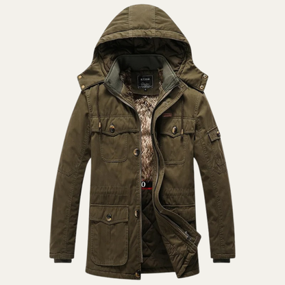 Men's Winter Hooded Parka Jacket Fleece Lining