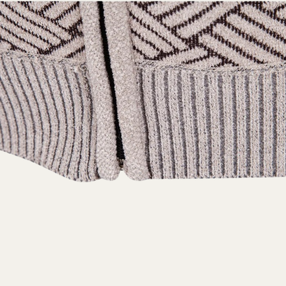 Volterra Men's Knit Jacket Diamond Pattern Stand Collar