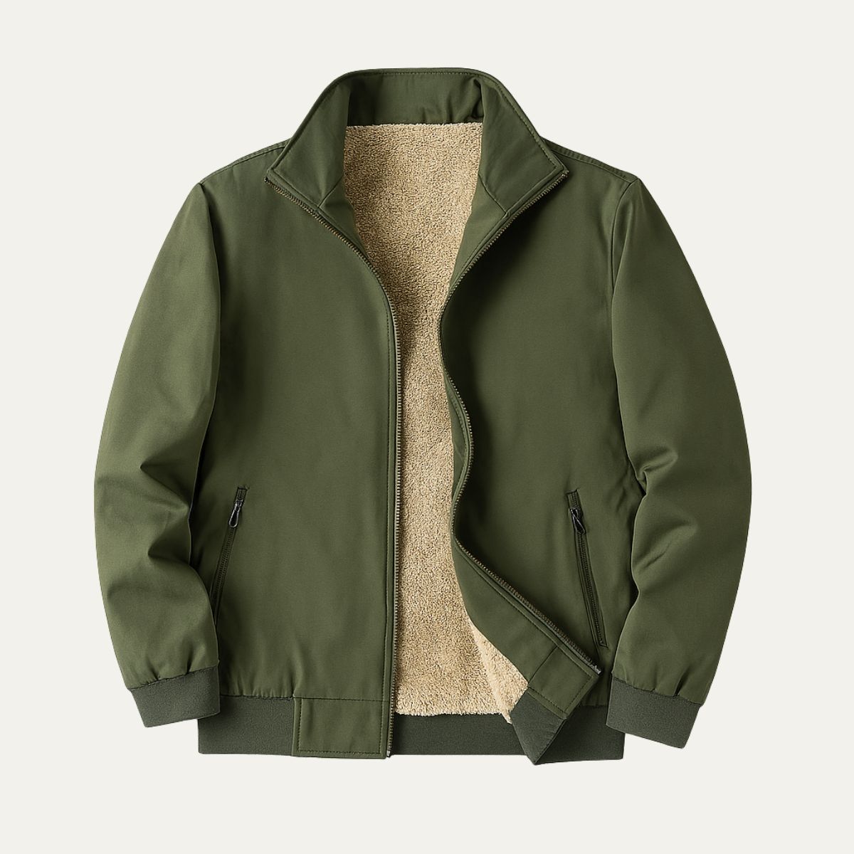 Men's Fleece Lined Windbreaker Lightweight Bomber Jacket