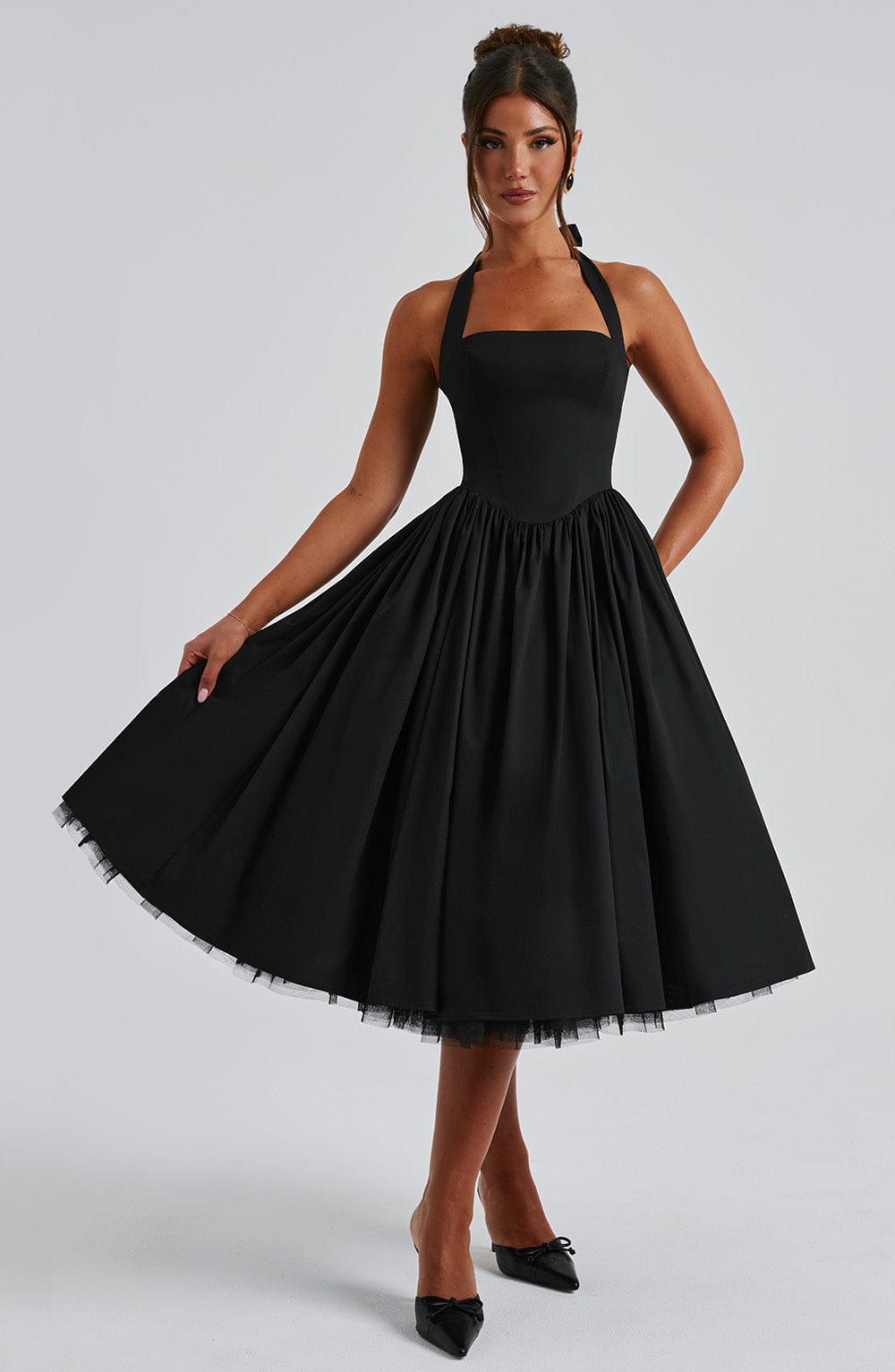 Elegant Ladies Halter Neck Midi Dress