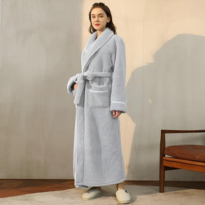 Plush Fleece Bathrobe Soft Warm Comfortable