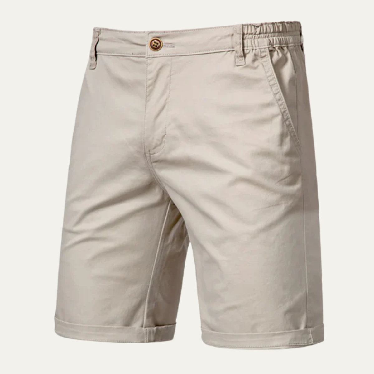 Men's Cotton Summer Shorts Flat Front Beige - VibreMode