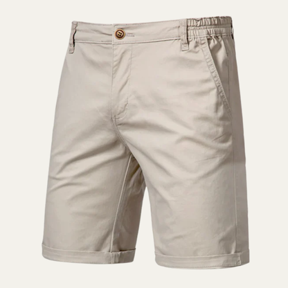 Men's Cotton Summer Shorts Flat Front Beige - VibreMode