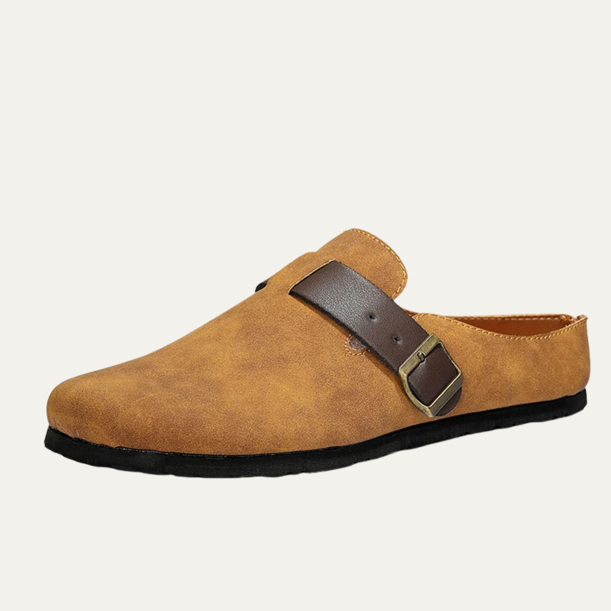 Men's Suede Moccasin Slippers Buckle Brown - VibreMode