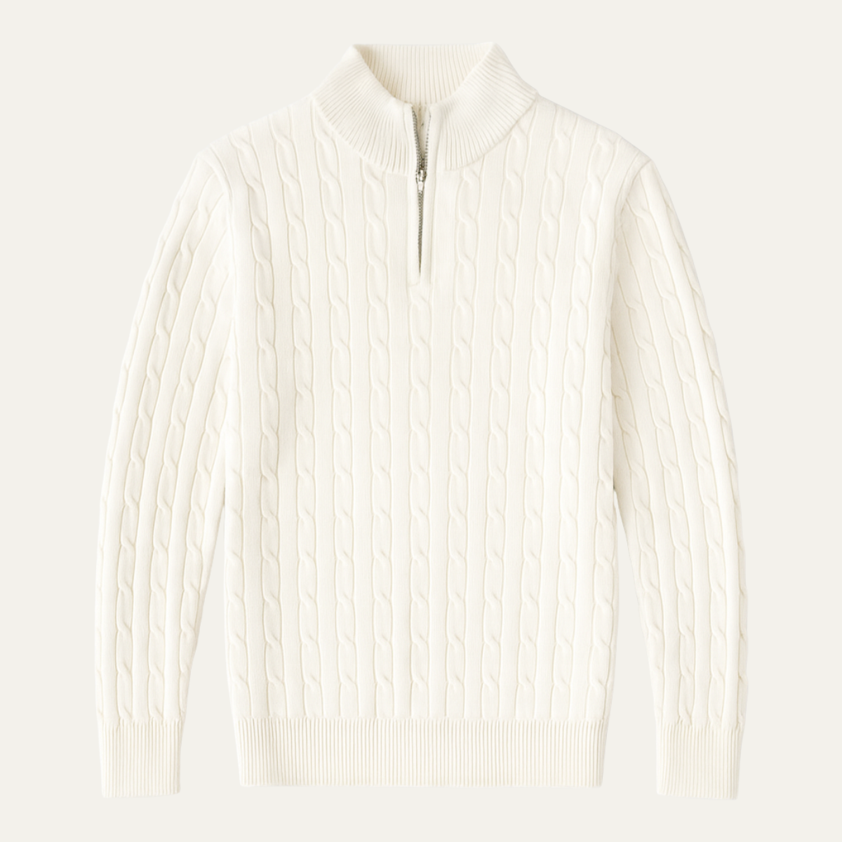 Men's Cable Knit Sweater Half Zip - VibreMode