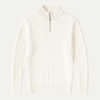 Men's Cable Knit Sweater Half Zip - VibreMode