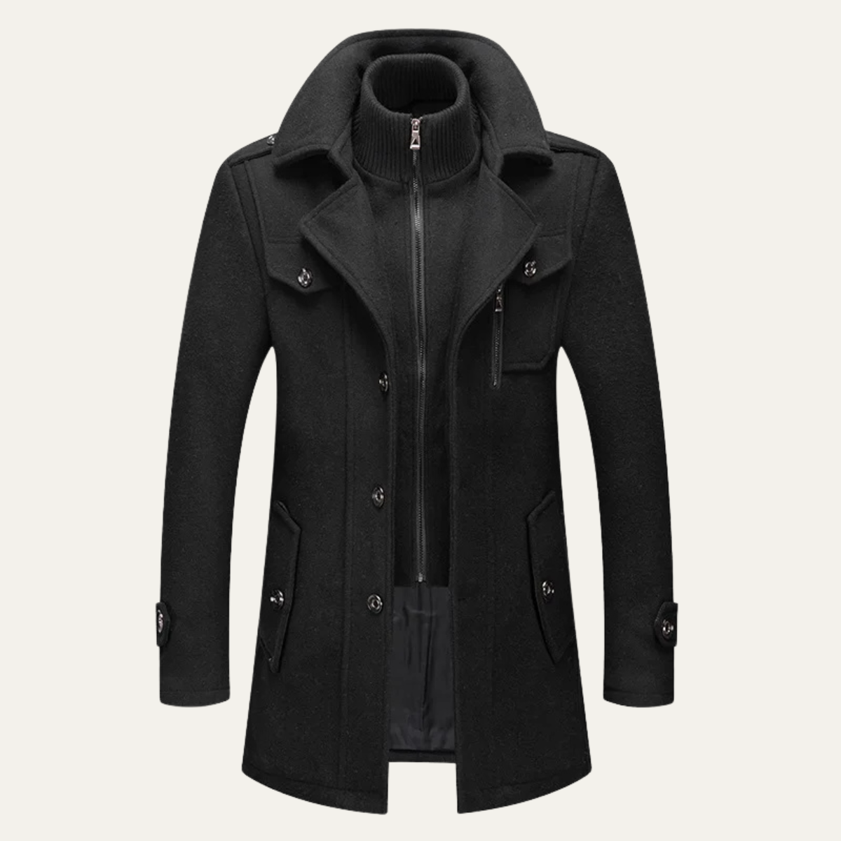 Kensington Men's Wool Trench Coat Double Collar