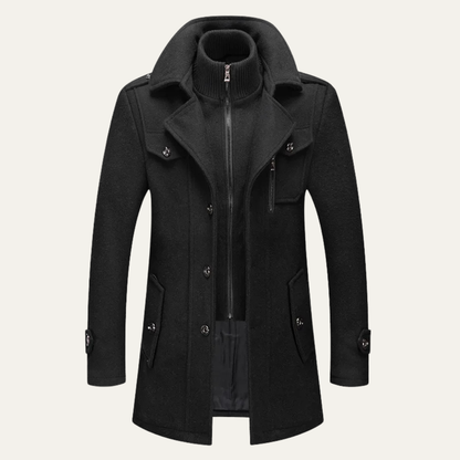 Kensington Men's Wool Trench Coat Double Collar