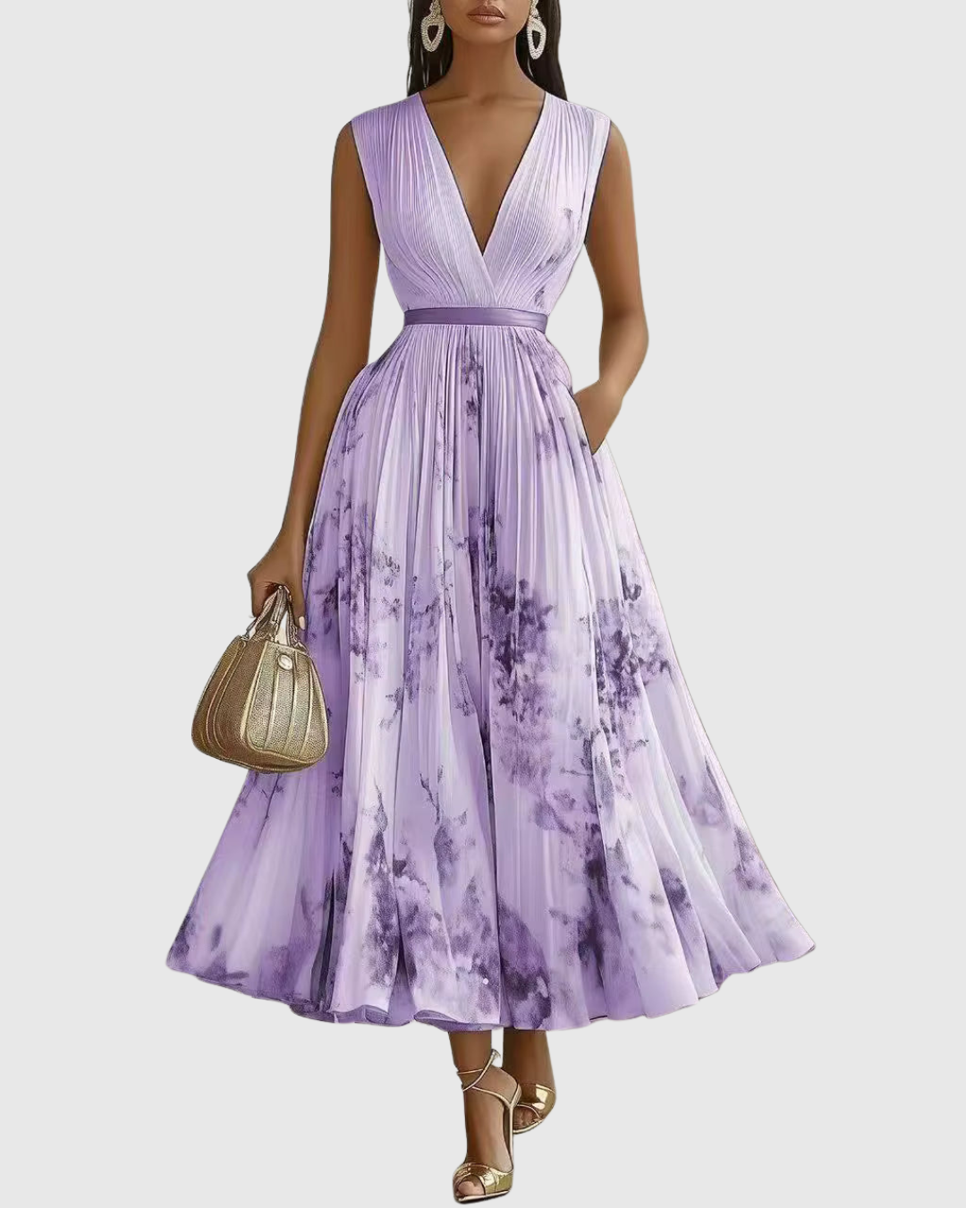 Women's Pleated Maxi Dress Elegant