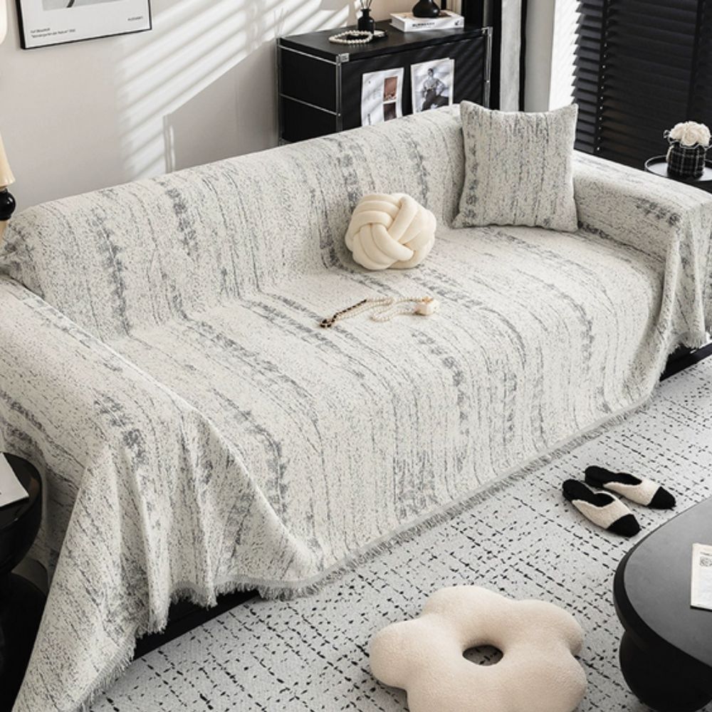 Elegant Sofa Cover Cream Colored Stretchable