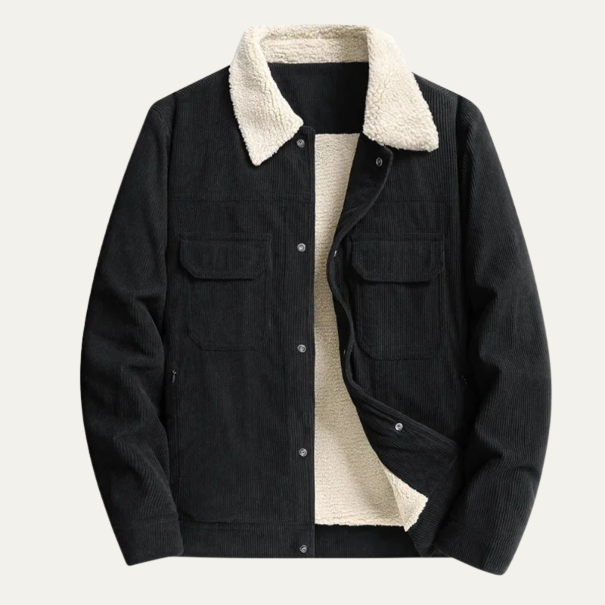 Men's Warm Corduroy Coat Sherpa Fleece Lined