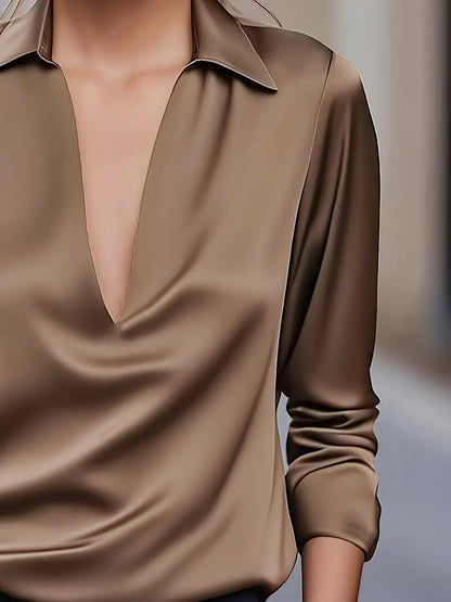 Luxury Soft V-Neck Satin Top