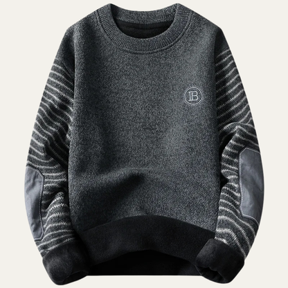 Westlake Men's Patchwork Crew Neck Knit Sweater