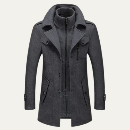 Men's Wool Blend Double Layer Coat - VibreMode
