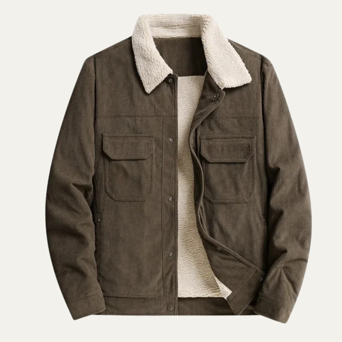 Men's Warm Corduroy Coat Sherpa Fleece Lined - VibreMode