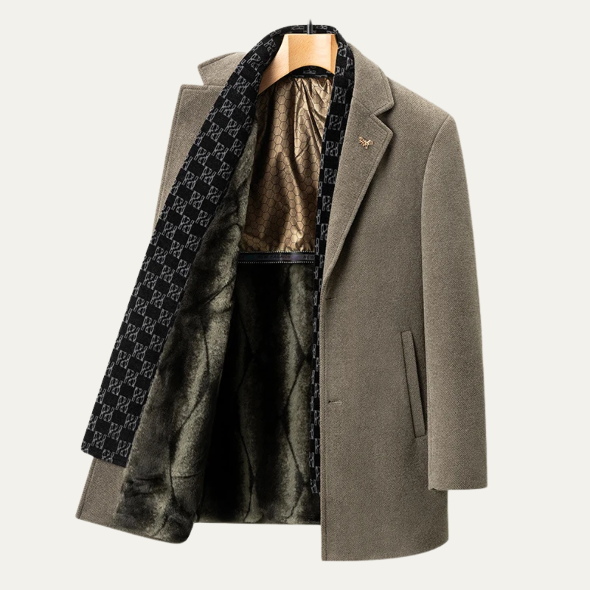 Men's Fur Lined Winter Coat Warm
