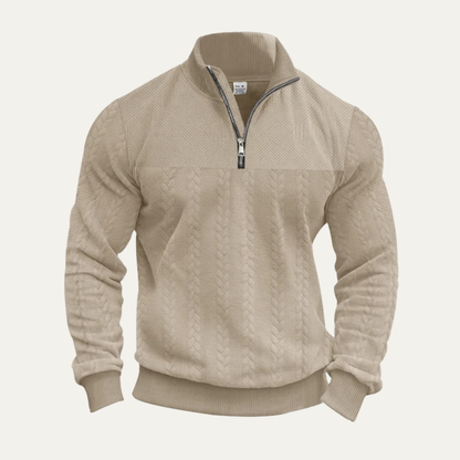 Men's Half Zip Knit Sweater Jacquard Pattern Warm - VibreMode
