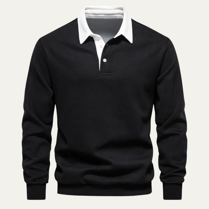 Men's Long Sleeve Polo Classic Knit Shirt
