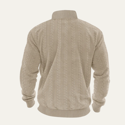 Men's Half Zip Knit Sweater Jacquard Pattern Warm