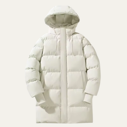 Men's Waterproof Hooded Puffer Parka Long Multi-Pocket