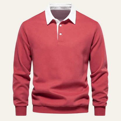 Men's Long Sleeve Polo Classic Knit Shirt