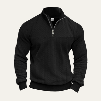 Men's Half Zip Knit Sweater Jacquard Pattern Warm