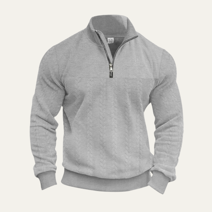 Men's Half Zip Knit Sweater Jacquard Pattern Warm