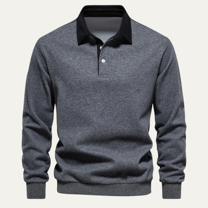 Men's Long Sleeve Polo Classic Knit Shirt