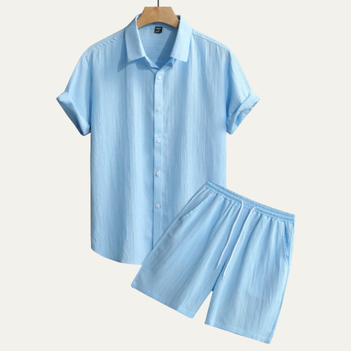 Men's Lightweight Button Up Shirt And Shorts Set