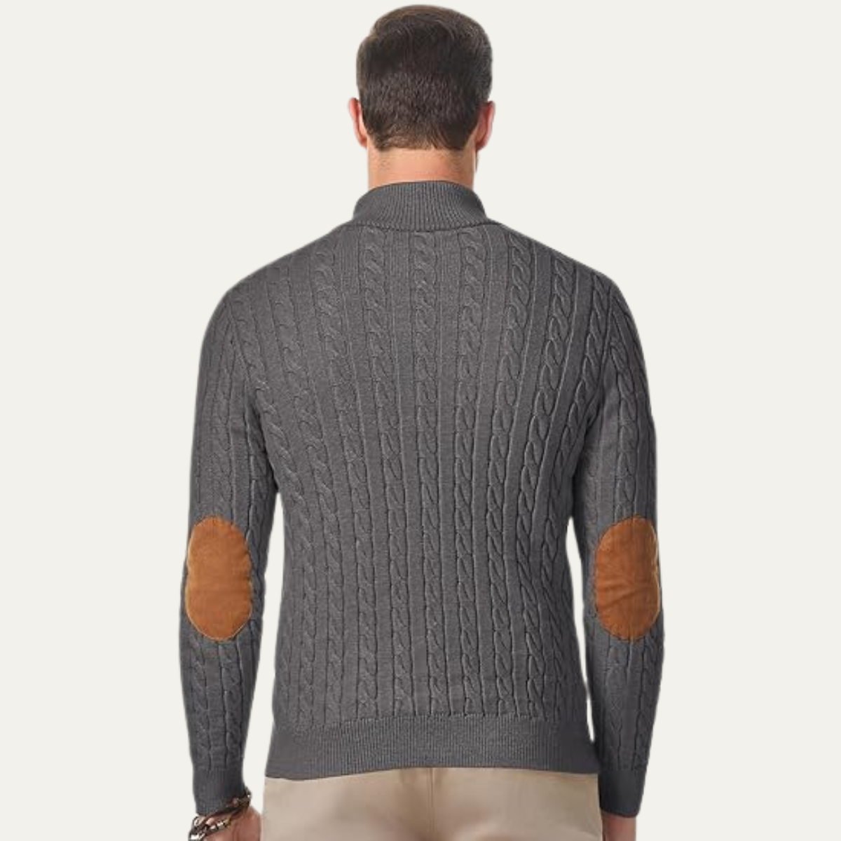 Men's Cable Knit Sweater Stand Collar