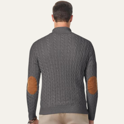 Men's Cable Knit Sweater Stand Collar