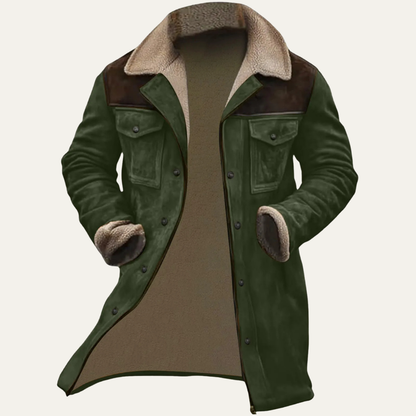 Men's Suede Fleece Lined Winter Jacket with Pockets