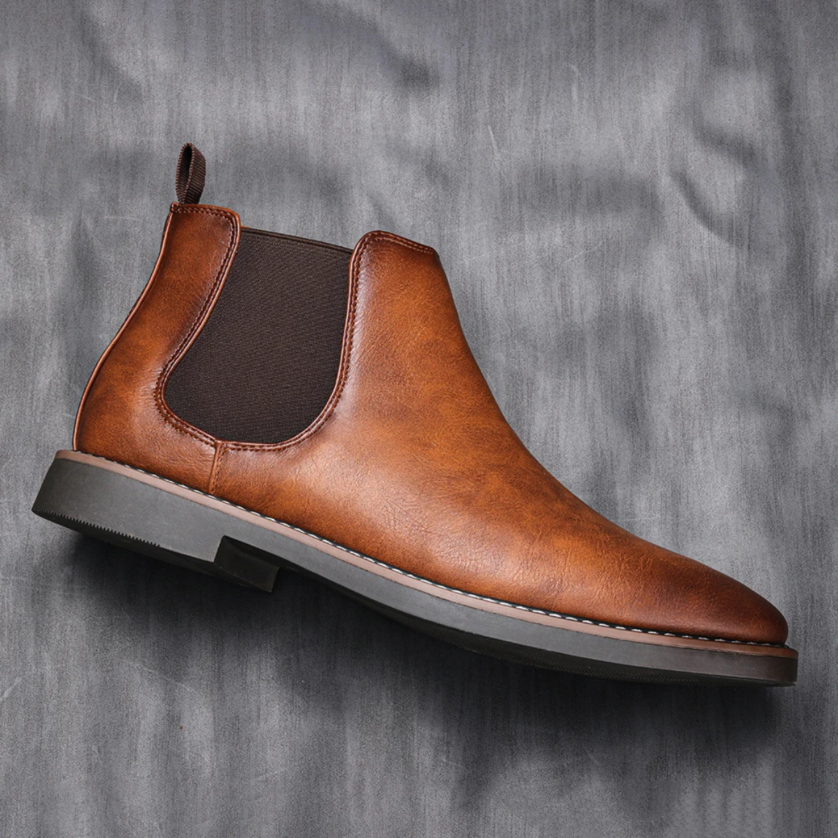 Men's Chelsea Boots Ankle Slip On Leather Brown