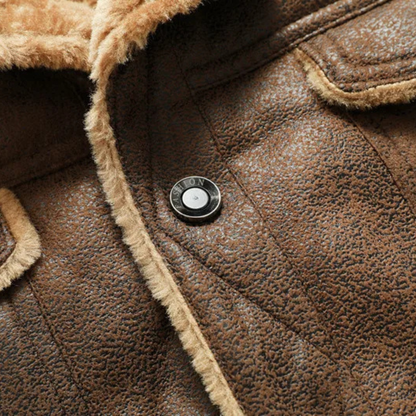 Men's Leather Sherpa Jacket Warm Casual